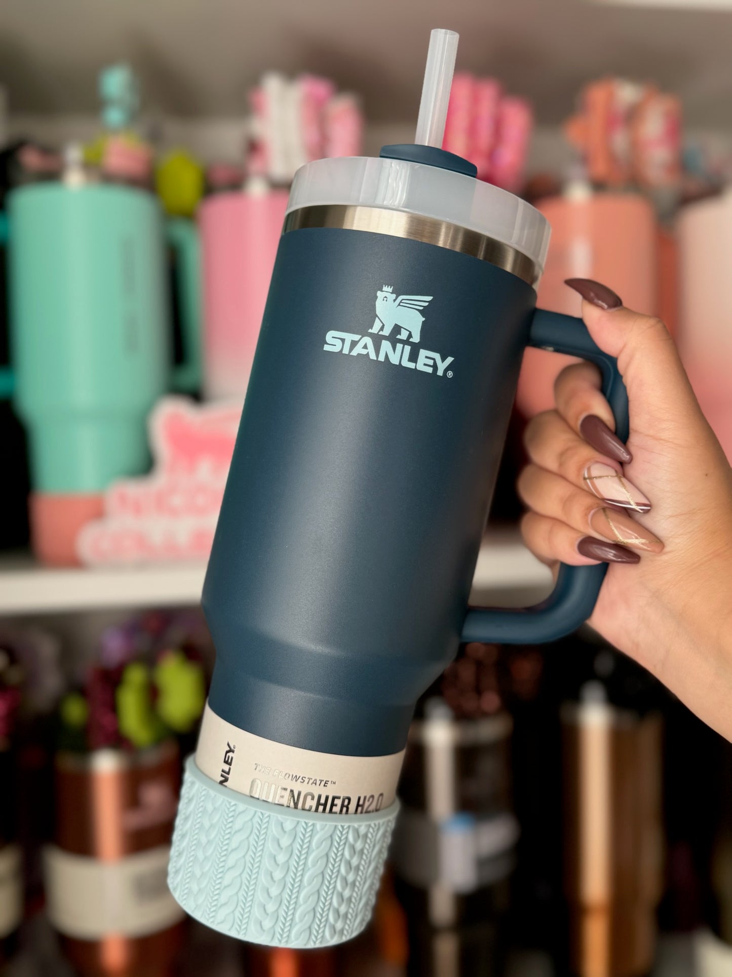 KALA (Blueberry Milk Handle) | Cable Knit Sweater | Silicone Tumbler Boot
