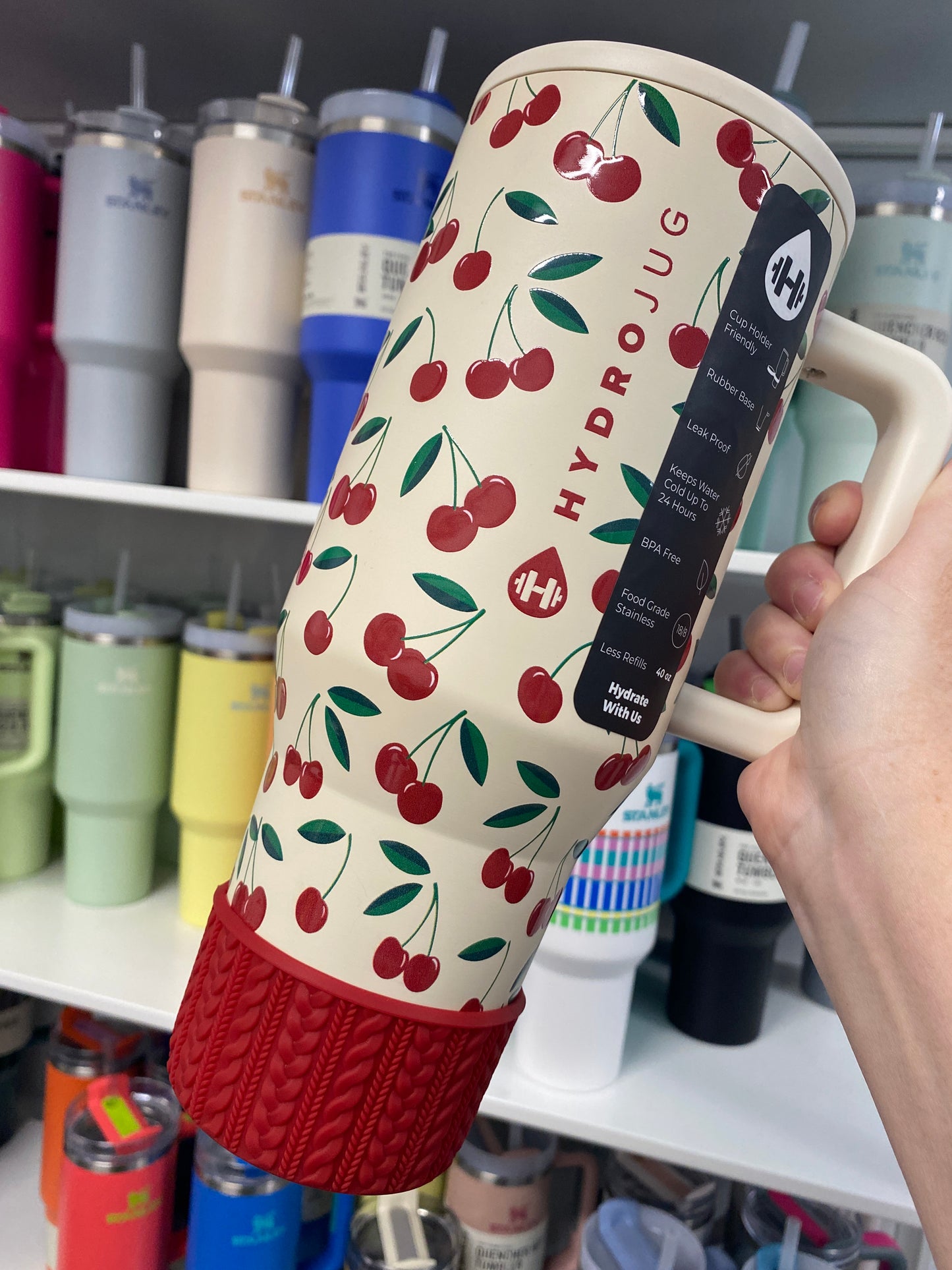 DIANNA (Cherry Red) | Cable Knit Sweater | Silicone Tumbler Boot