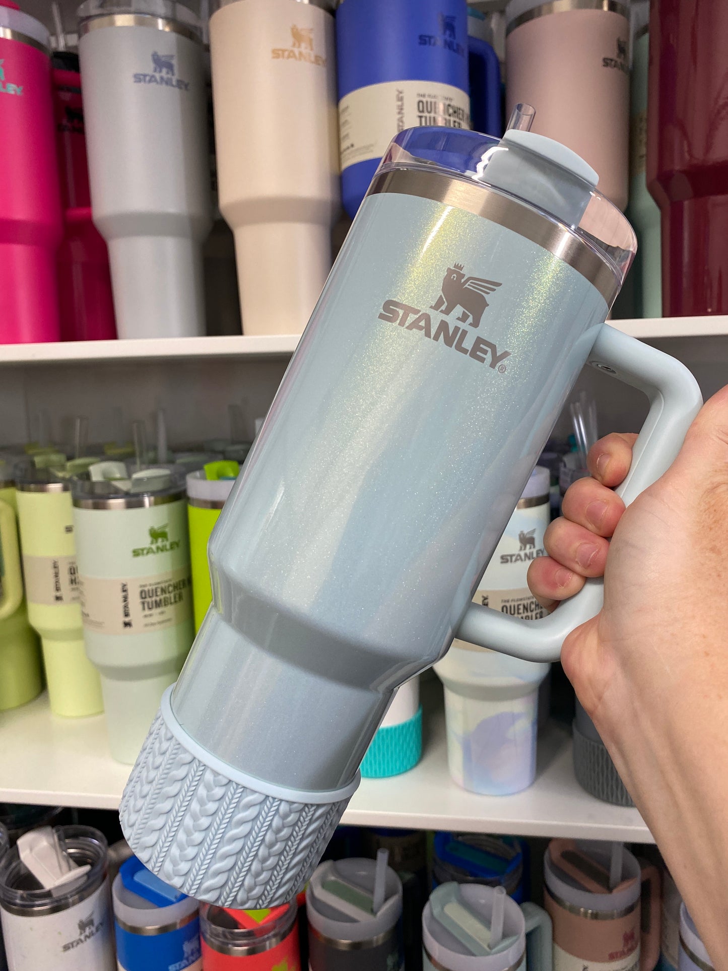KALA (Blueberry Milk Handle) | Cable Knit Sweater | Silicone Tumbler Boot