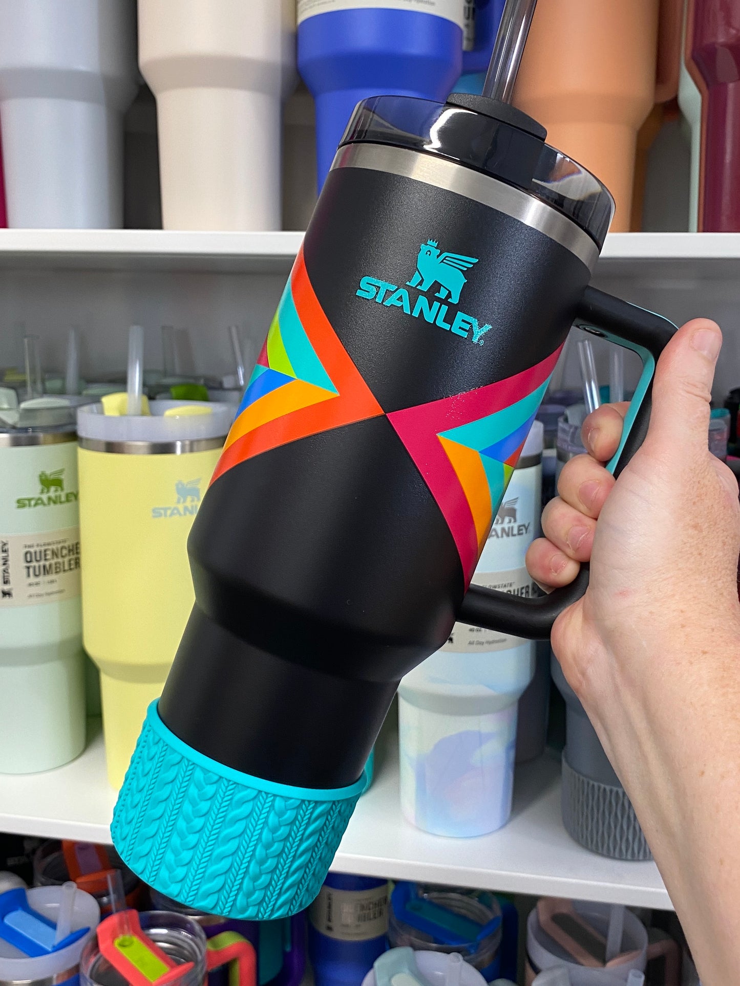 ARIEL (Tropical Teal) | Cable Knit Sweater | Silicone Tumbler Boot