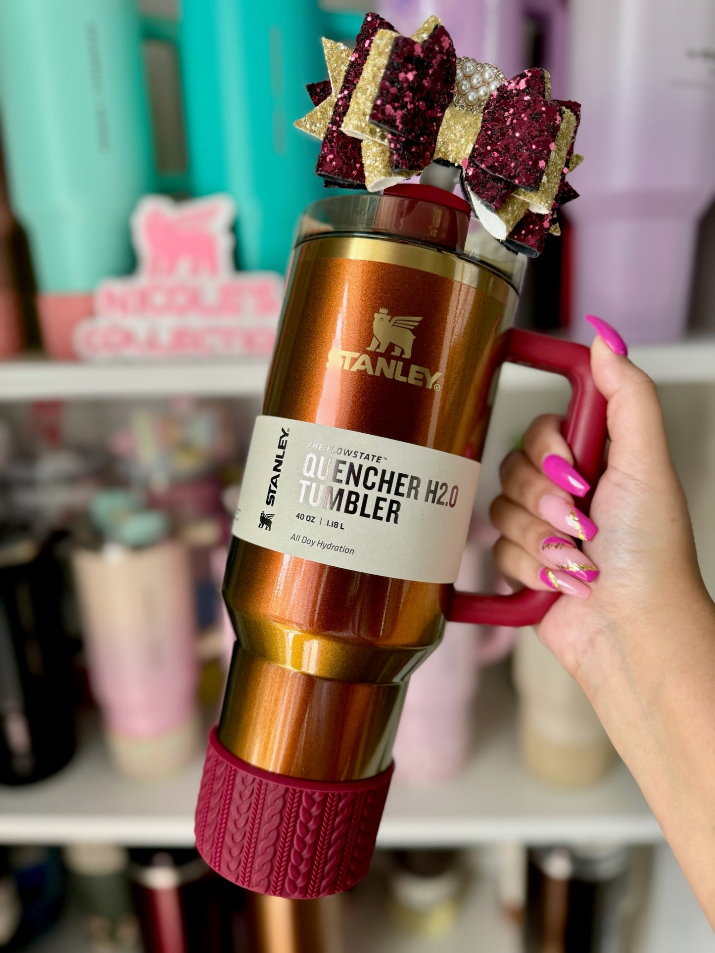 KATHERINE (Country Gold Handle Match) | Cable Knit Sweater | Silicone Tumbler Boot