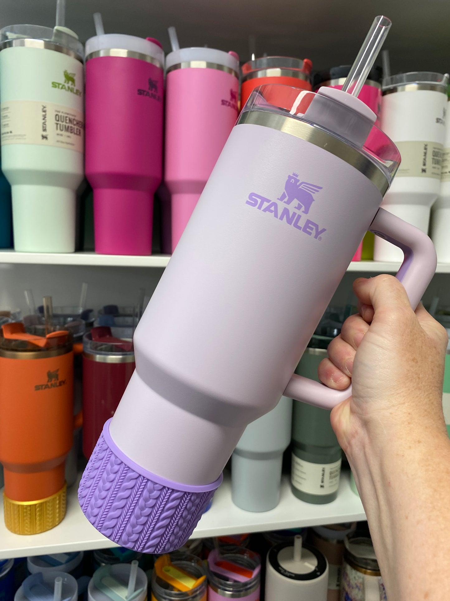 KELLY (Orchid Logo Purple) | Cable Knit Sweater | Silicone Tumbler Boot