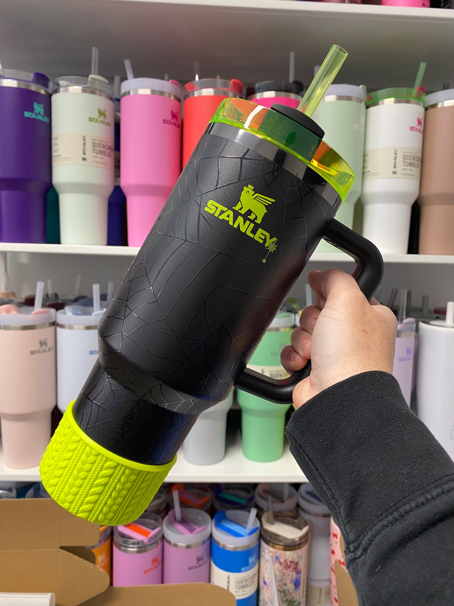 CHRISTINE (Chartreuse) | Cable Knit Sweater | Silicone Tumbler Boot