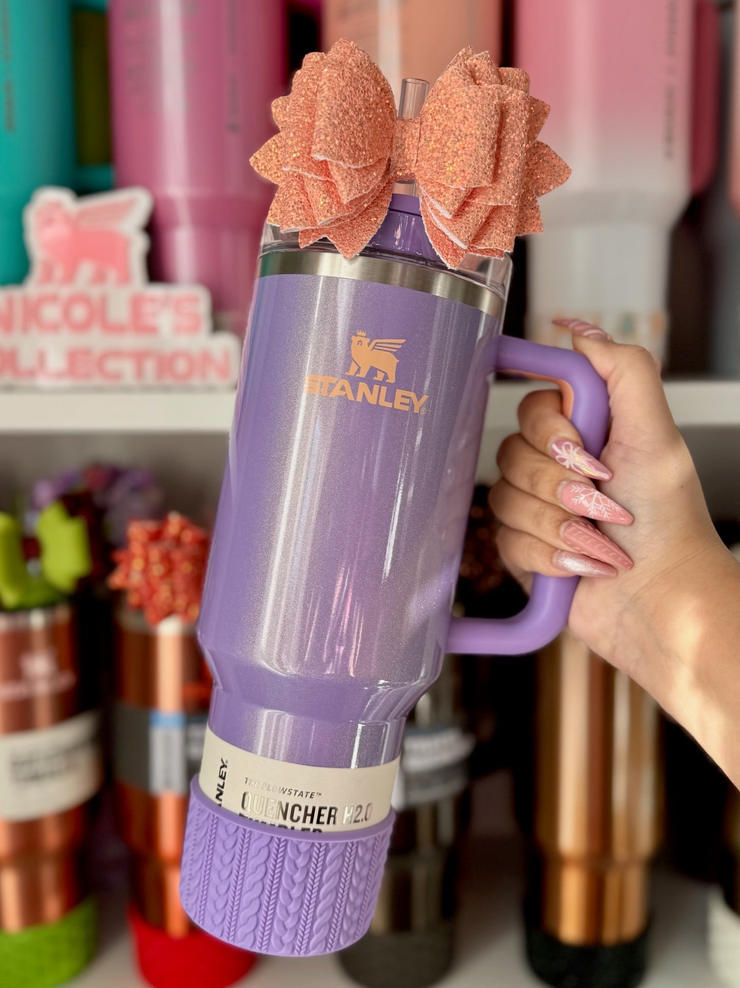 KELLY (Orchid Logo Purple) | Cable Knit Sweater | Silicone Tumbler Boot