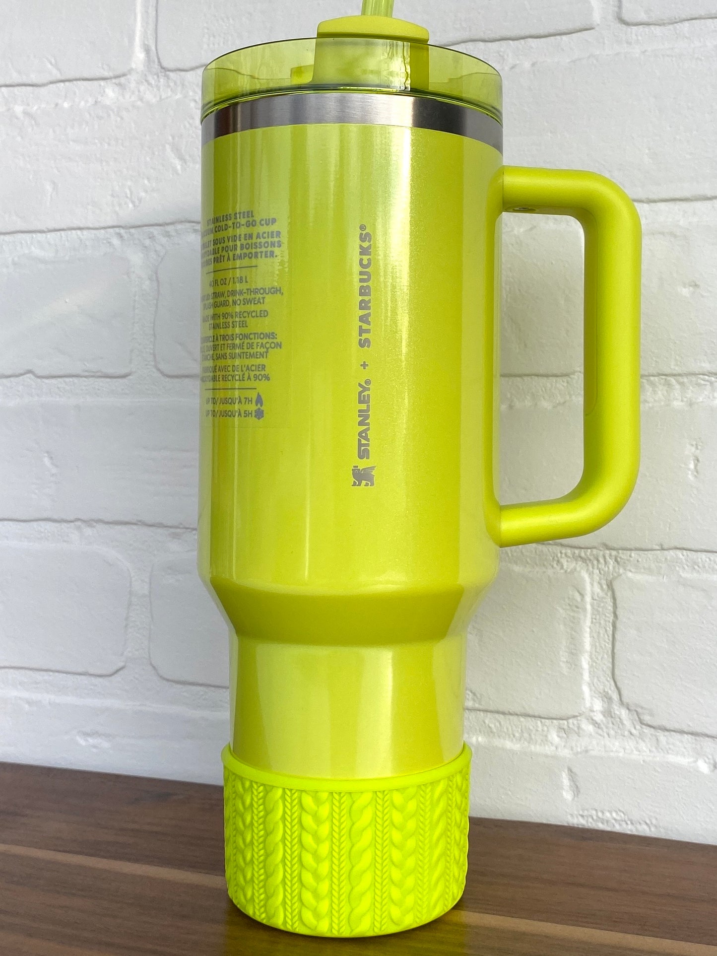 CHRISTINE (Chartreuse) | Cable Knit Sweater | Silicone Tumbler Boot