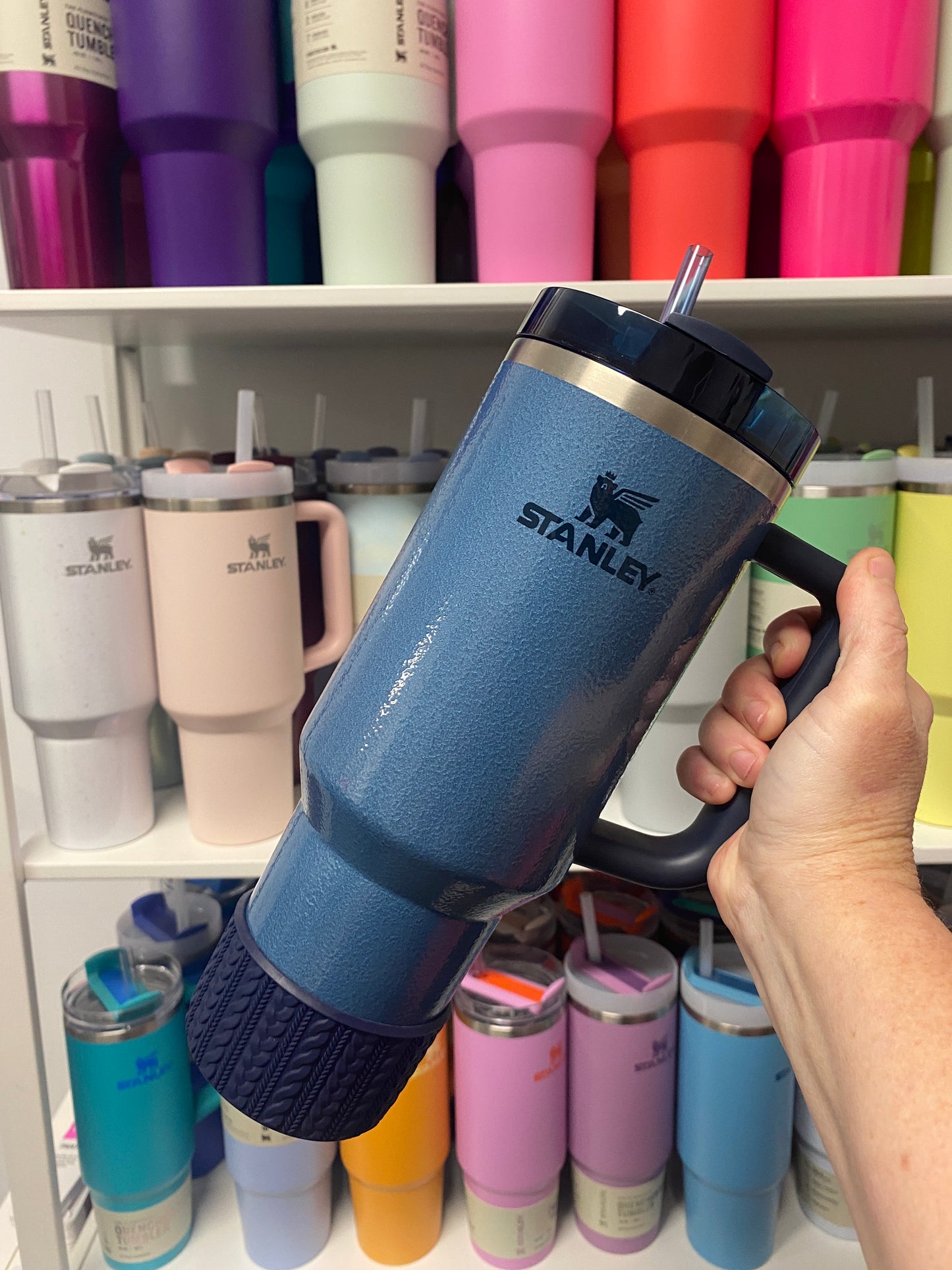 TRULEE (NAVY BLUE) | Cable Knit Sweater | Silicone Tumbler Boot