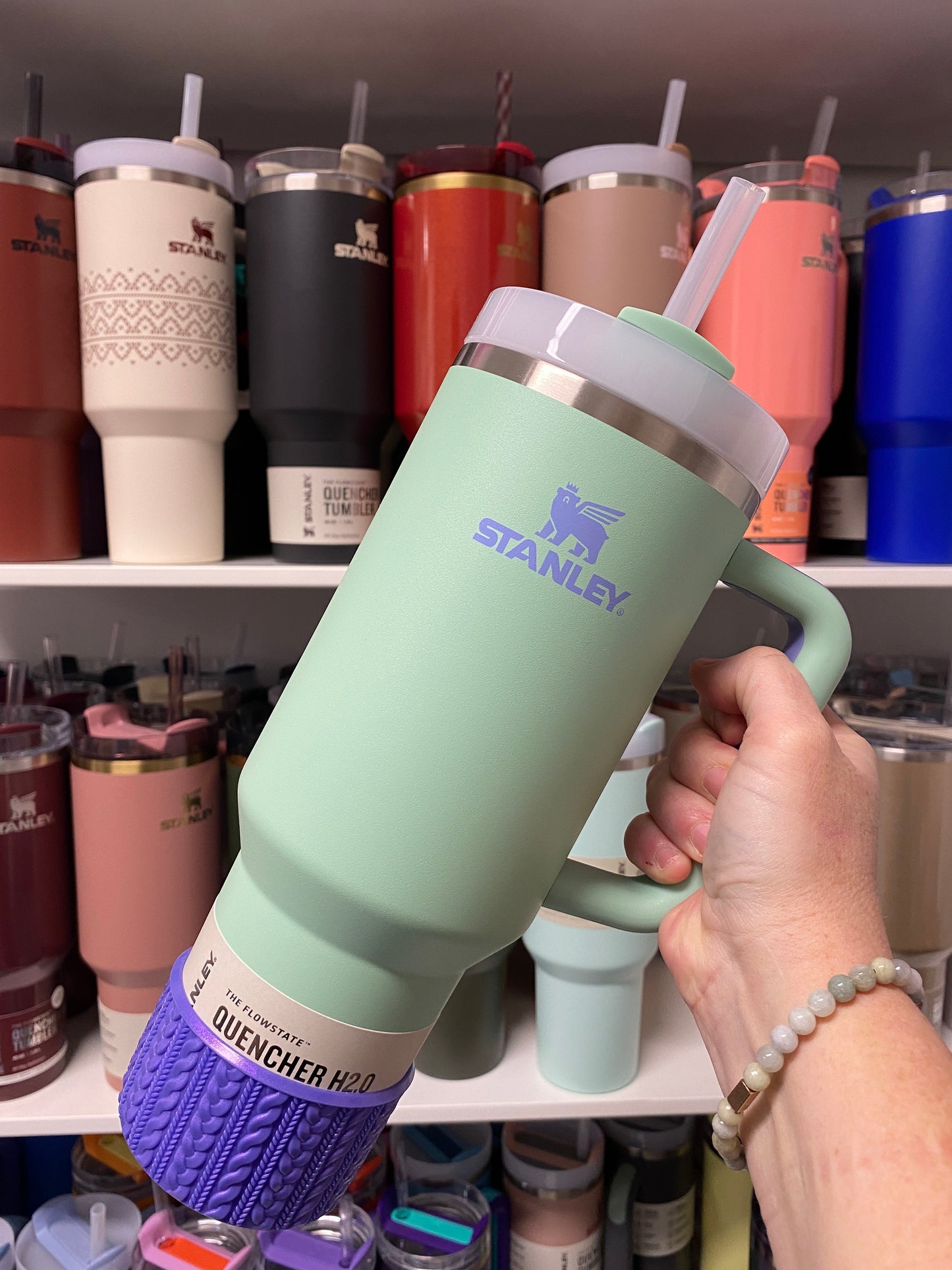 SOPHIA (Metallic Purple) | Cable Knit Sweater | Silicone Tumbler Boot