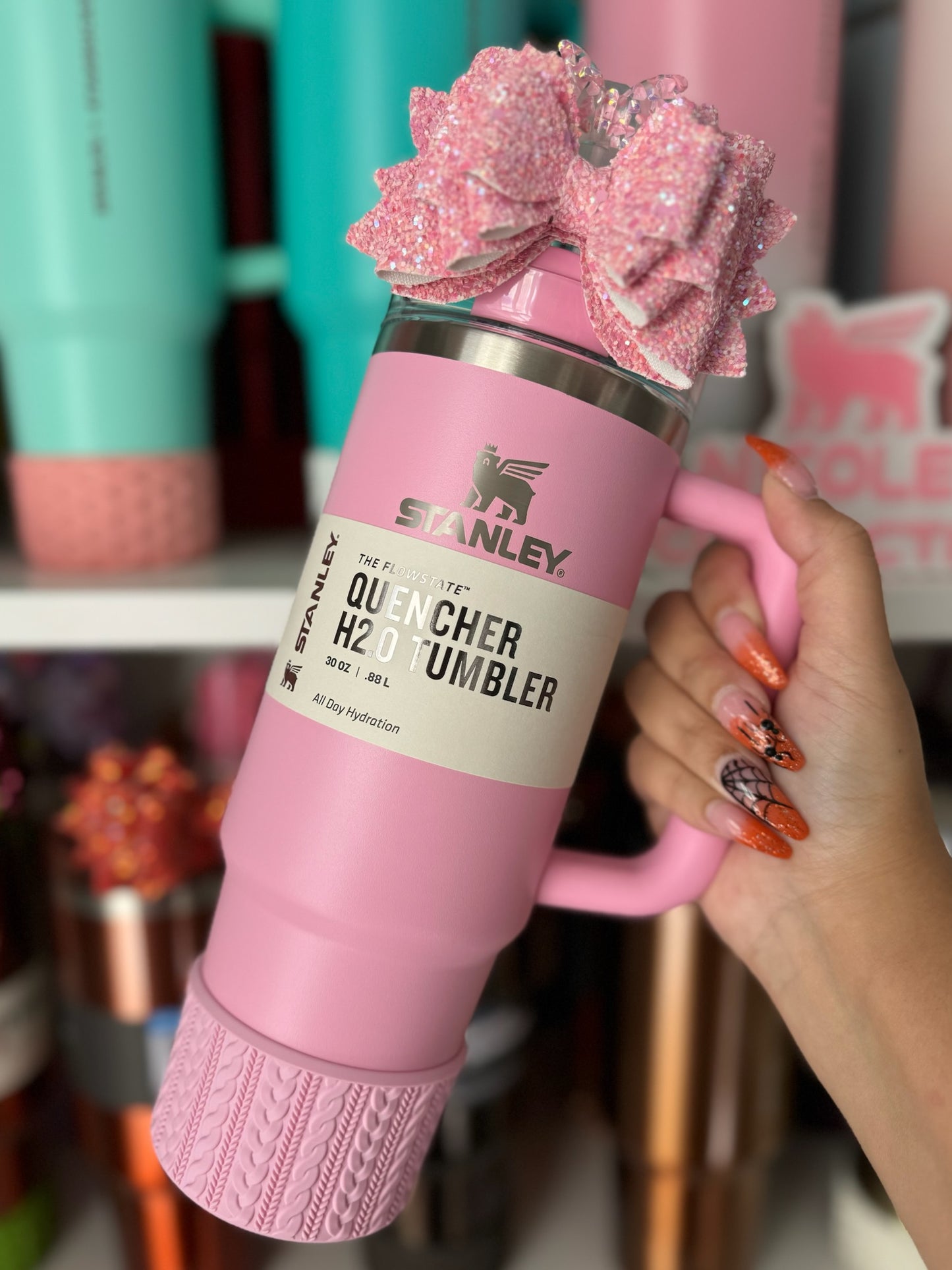 MICHAELA (Pink Tulle) | Cable Knit Sweater | Silicone Tumbler Boot
