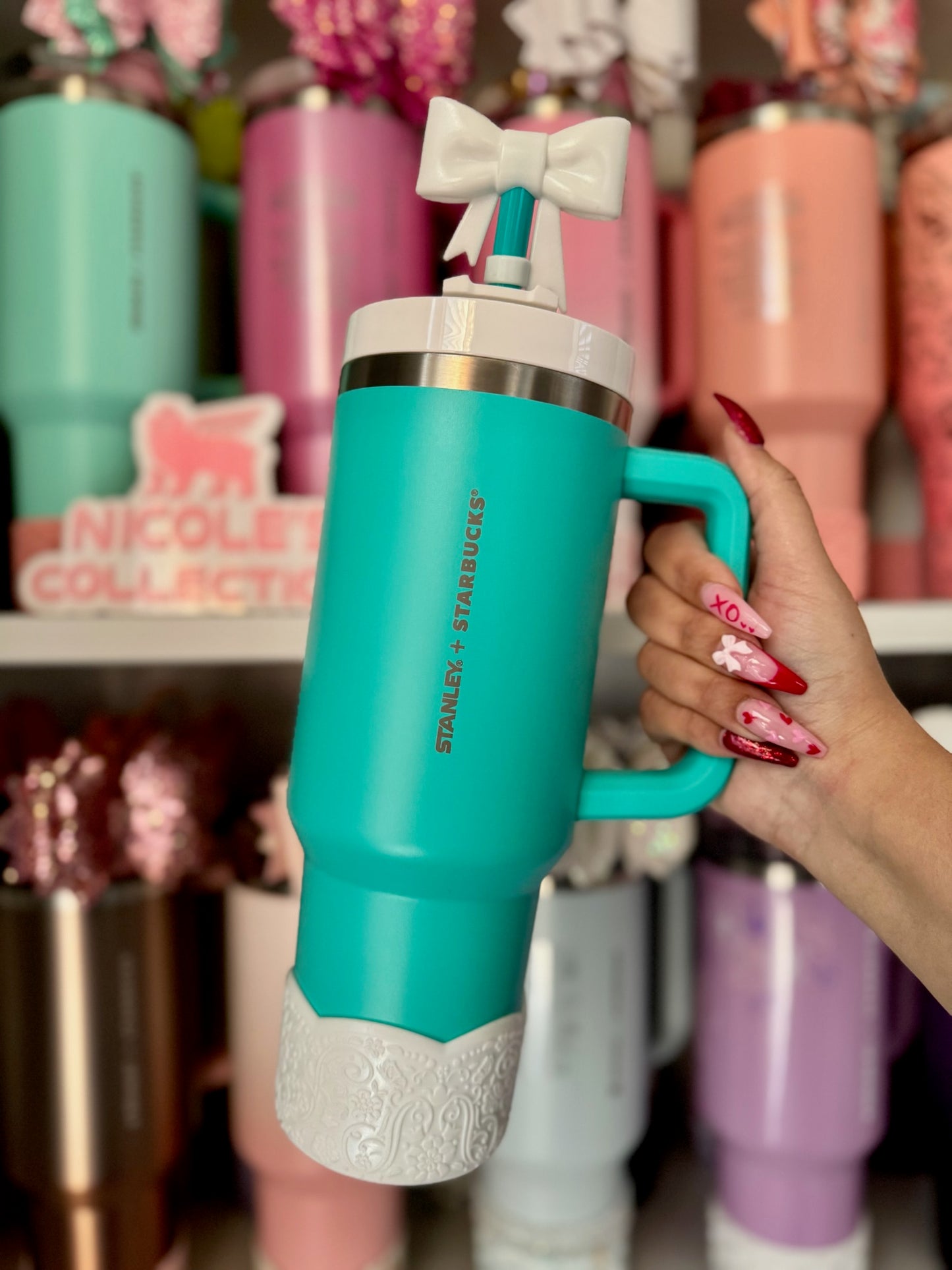 ISABELLA SHIMMER (White Shimmer) | LUXE Collection | Silicone Tumbler Boot