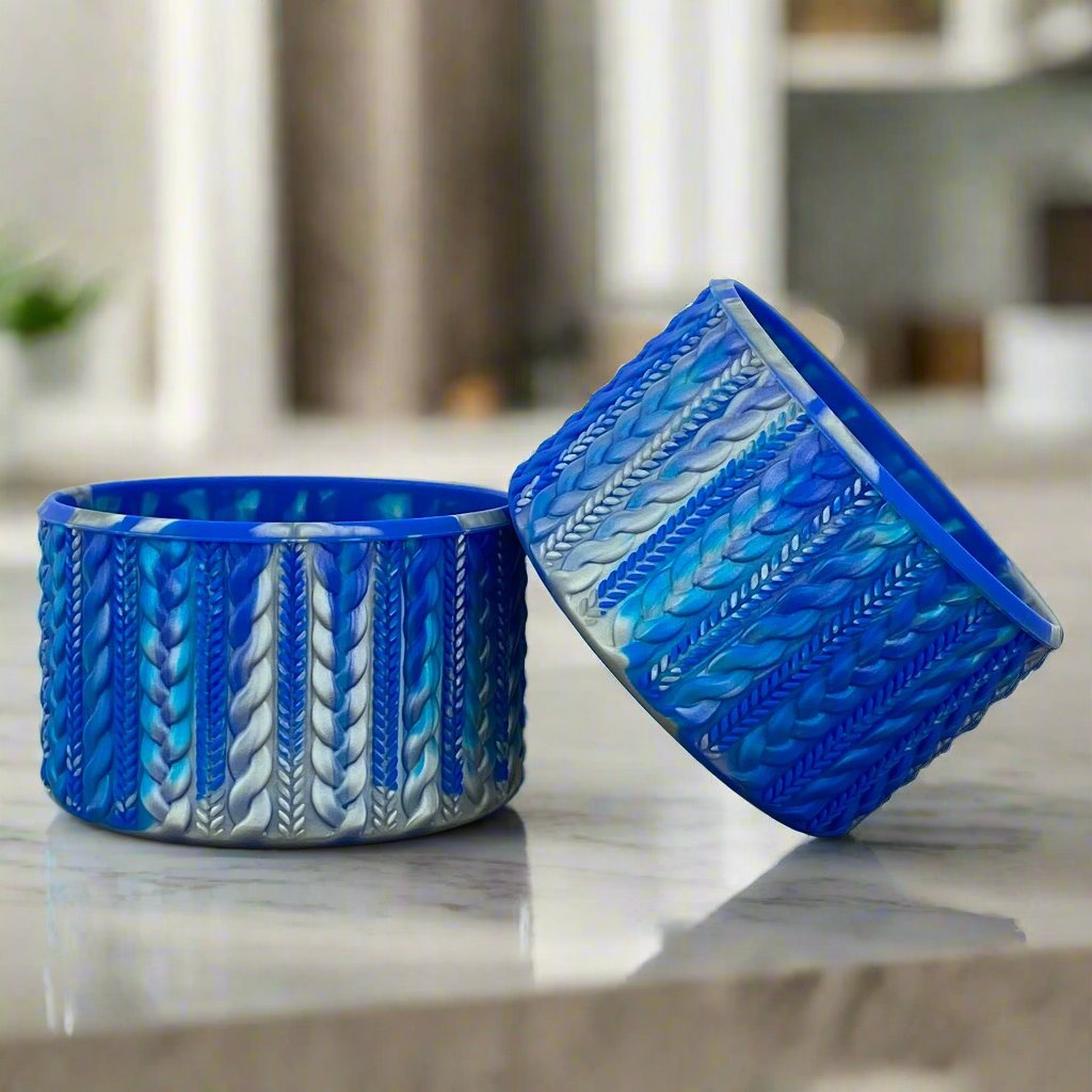 ANNA (Admiral Blue & Silver) | Cable Knit Sweater | Silicone Tumbler Boot - Ecnoy & Company