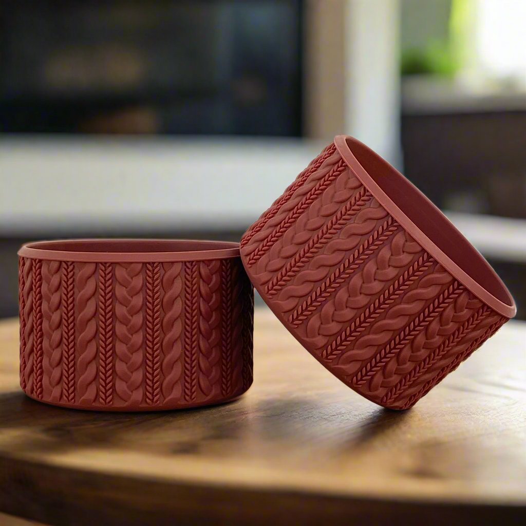 JOYCE (Burnt Amber) | Cable Knit Sweater | Silicone Tumbler Boot - Ecnoy & Company