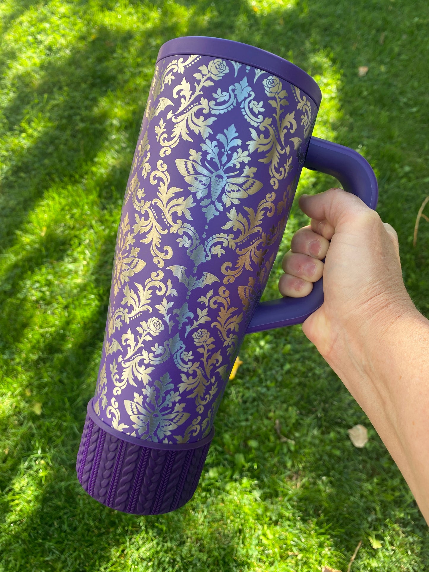 NARIA (Deep Purple Body) | Cable Knit Sweater | Silicone Tumbler Boot