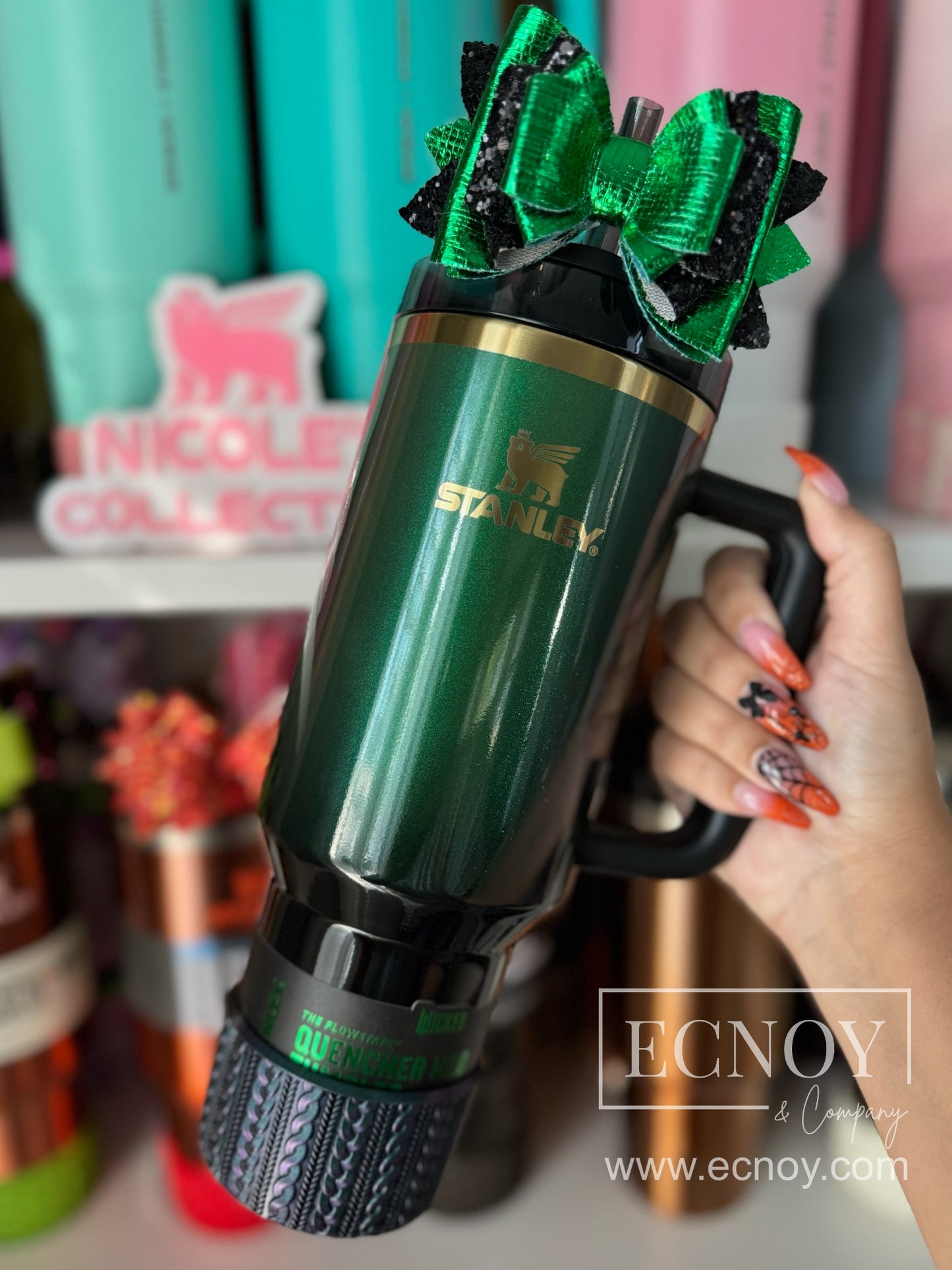 ADELE (Chameleon Shimmer Green) | Cable Knit Sweater | Silicone Tumbler Boot