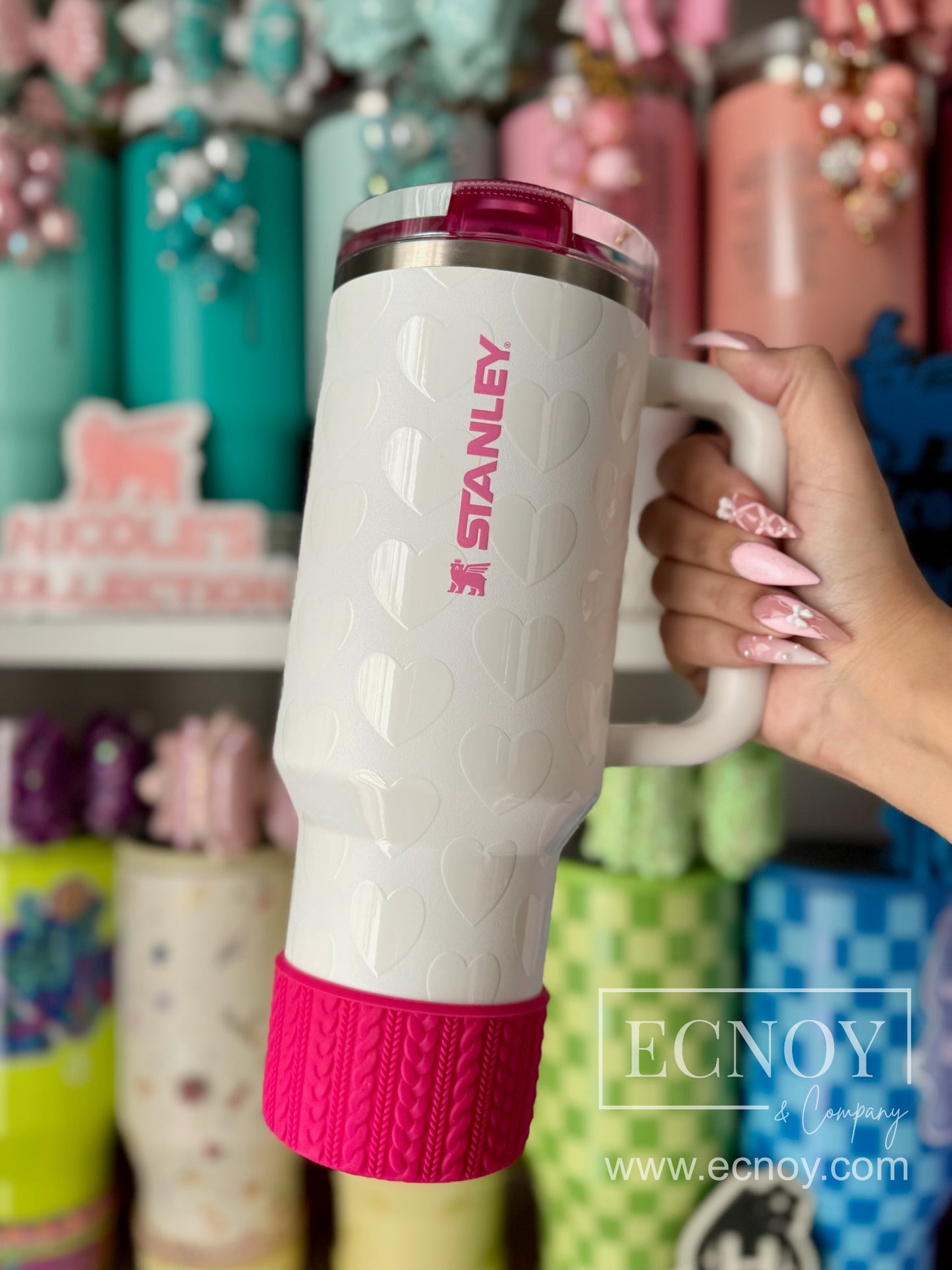 ALECIA (Hot Pink) | Cable Knit Sweater | Silicone Tumbler Boot