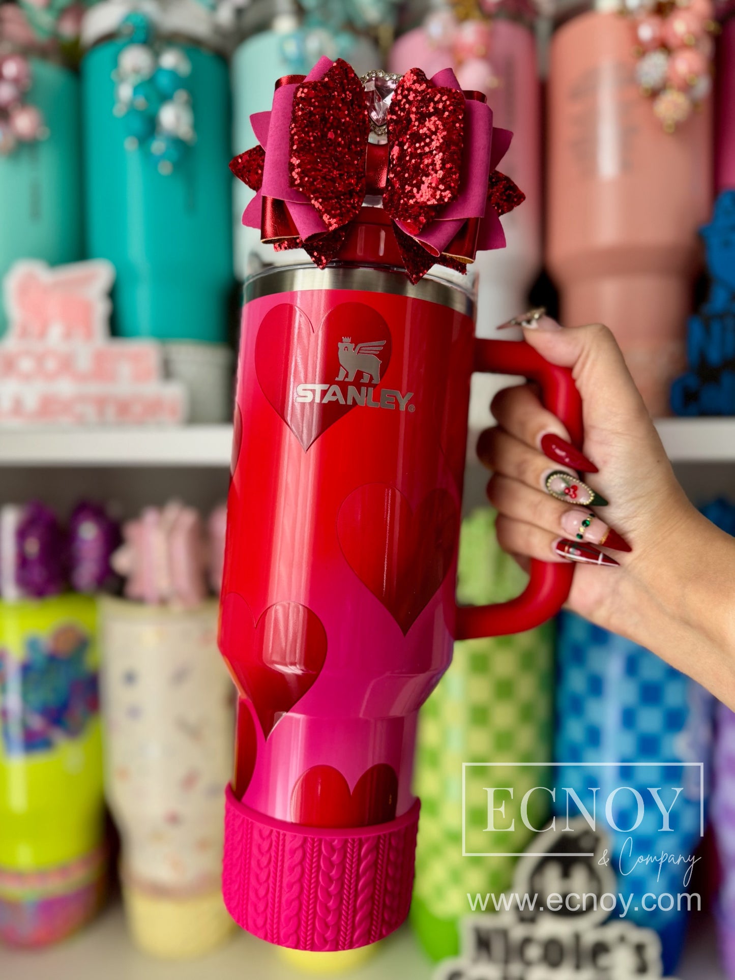 ALECIA (Hot Pink) | Cable Knit Sweater | Silicone Tumbler Boot