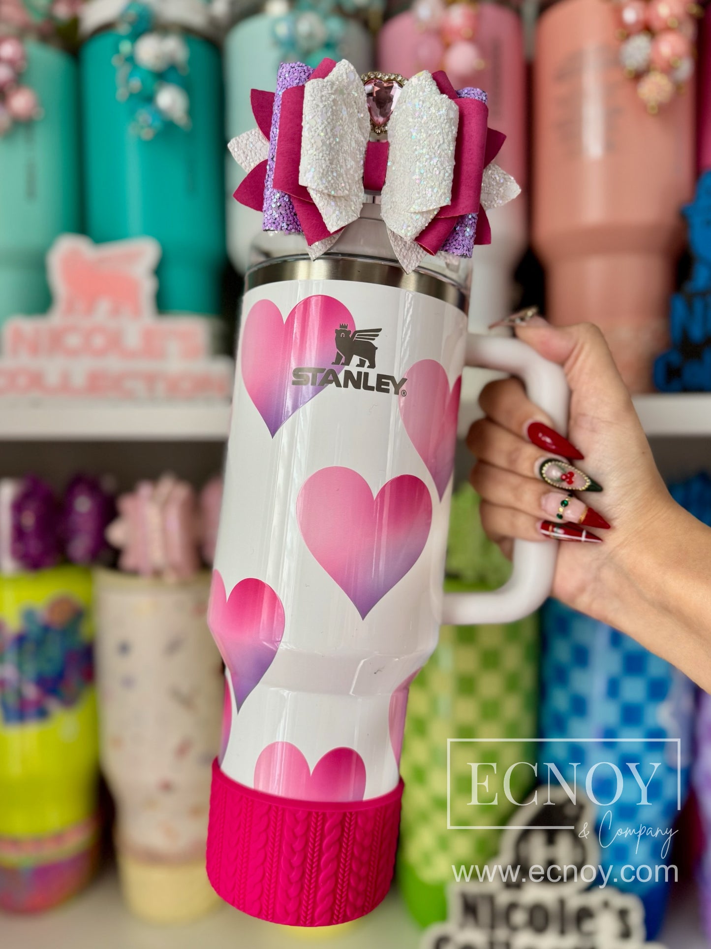 ALECIA (Hot Pink) | Cable Knit Sweater | Silicone Tumbler Boot