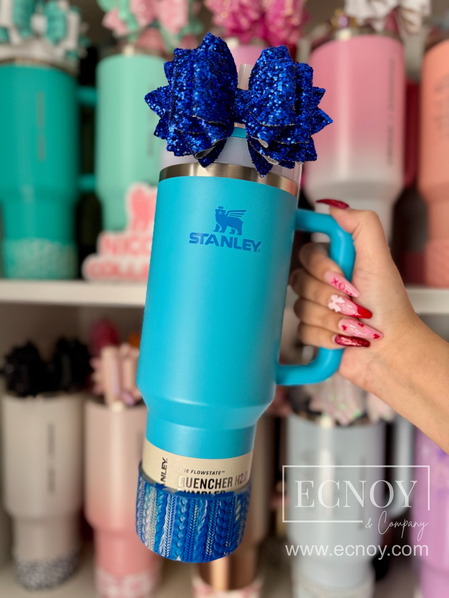 ANNA (Admiral Blue & Silver) | Cable Knit Sweater | Silicone Tumbler Boot