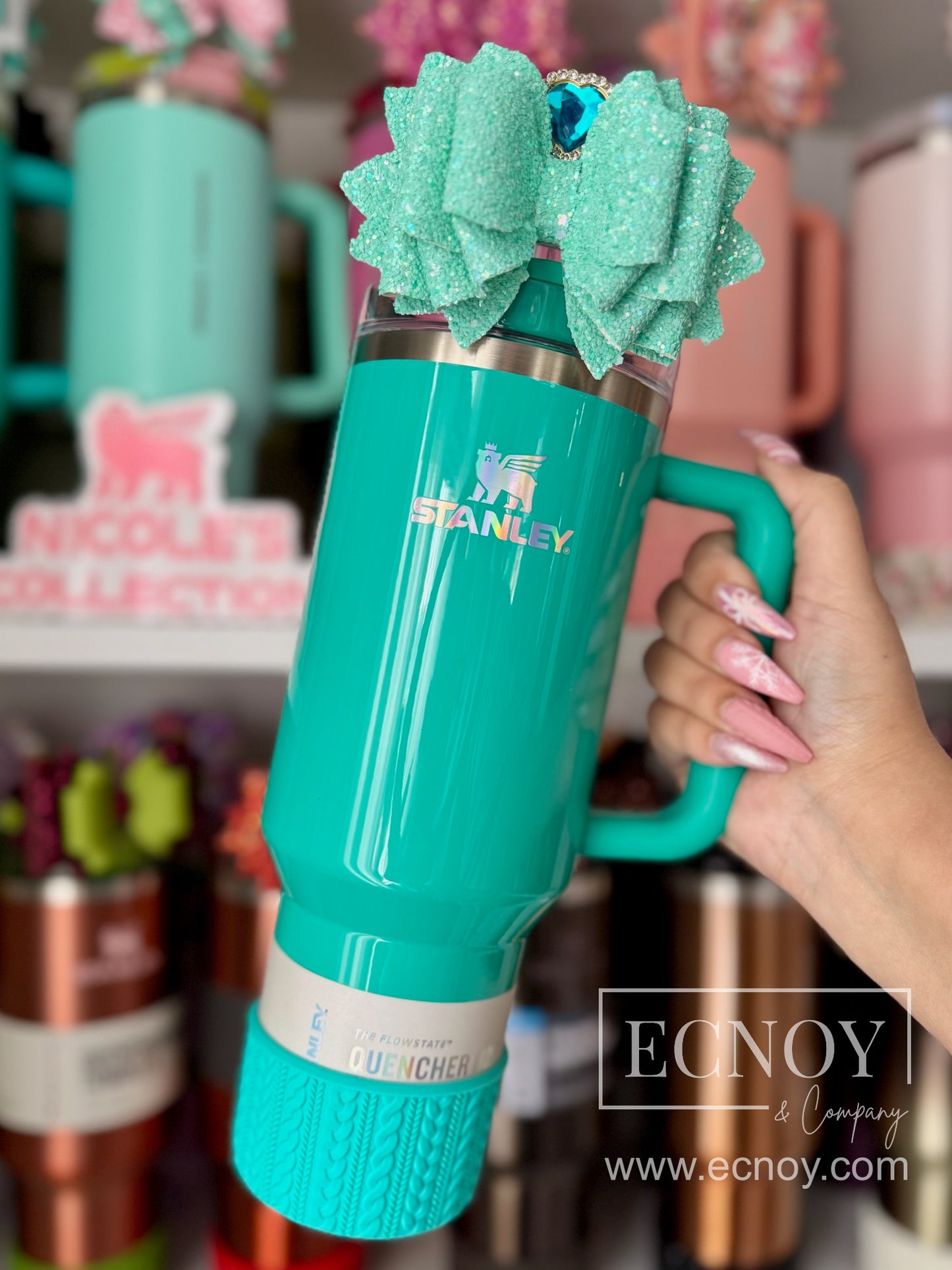 ARIEL (Tropical Teal) | Cable Knit Sweater | Silicone Tumbler Boot