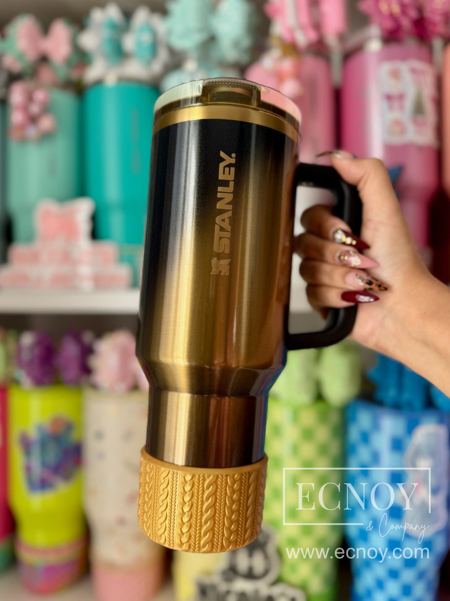 CAMI (Gold Limited Release Logo and Rim) | Cable Knit Sweater | Silicone Tumbler Boot
