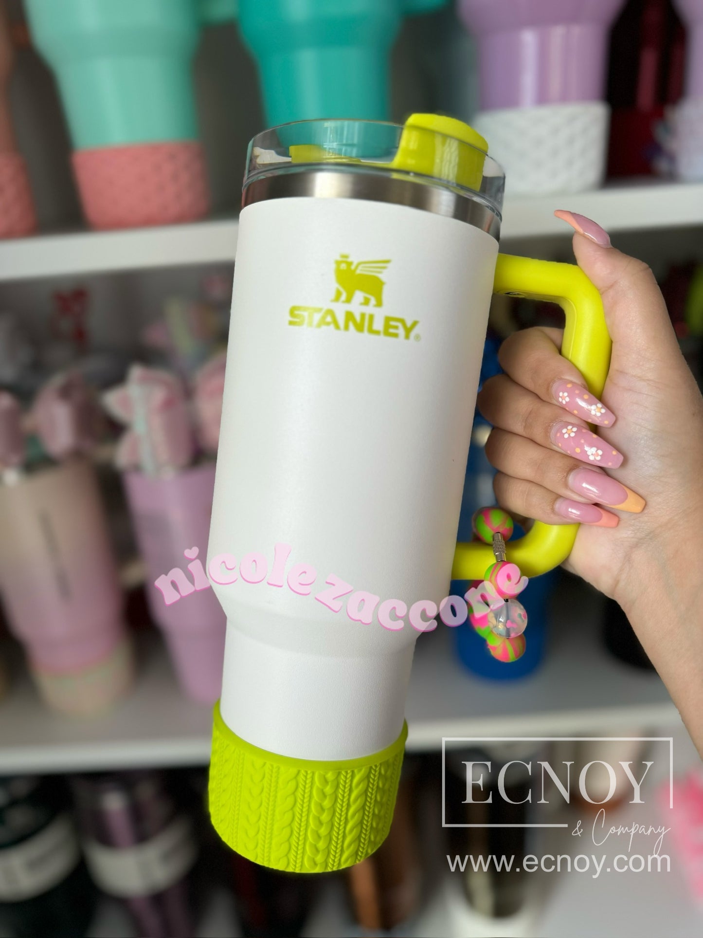 CHRISTINE (Chartreuse) | Cable Knit Sweater | Silicone Tumbler Boot
