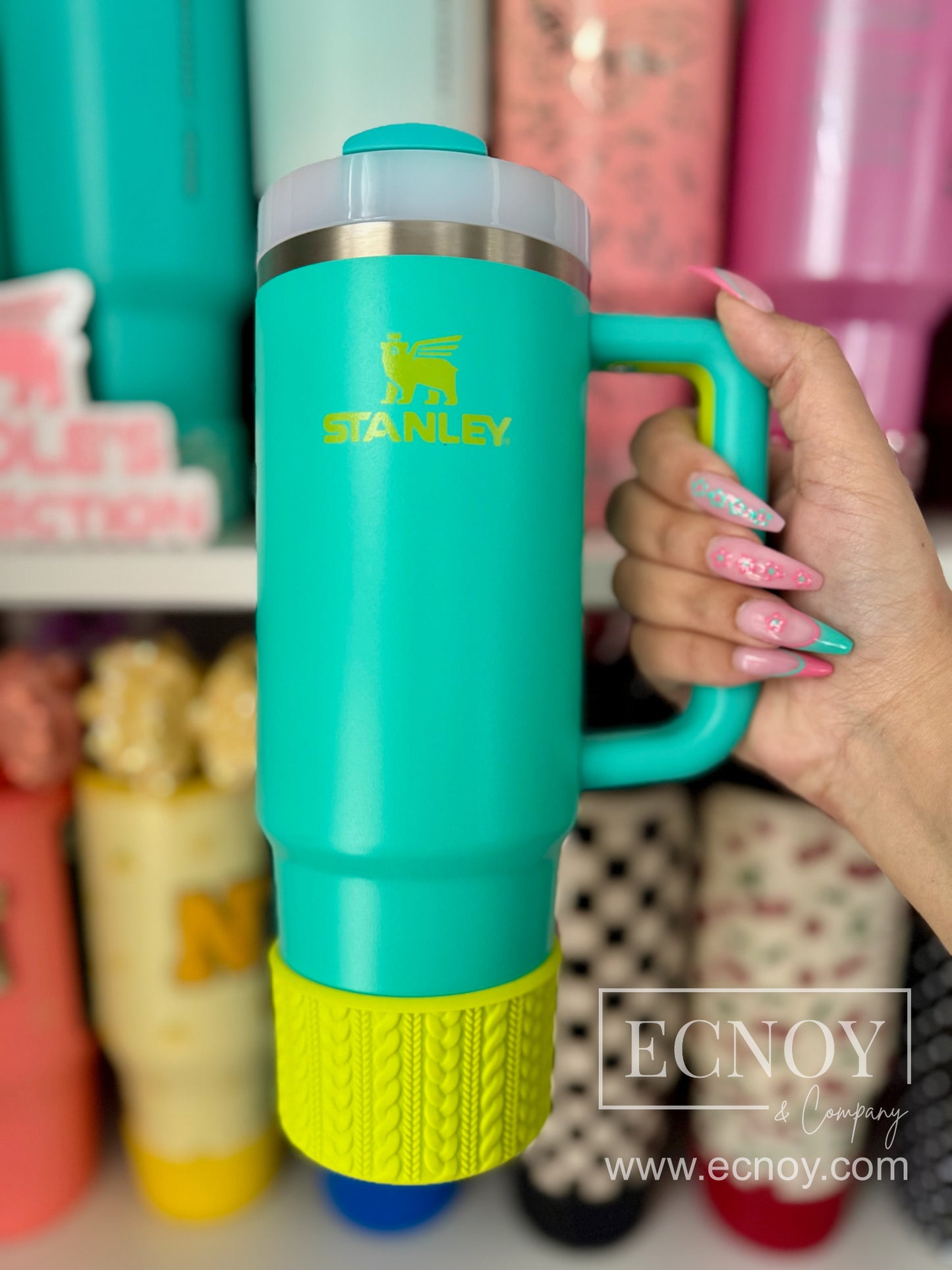 CHRISTINE (Chartreuse) | Cable Knit Sweater | Silicone Tumbler Boot