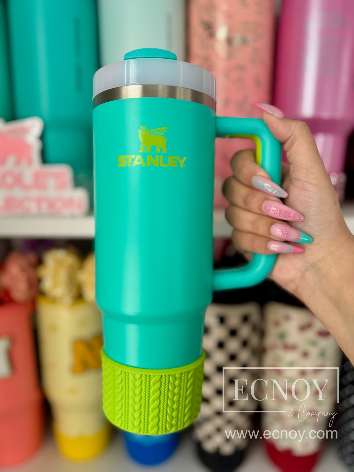 ROSALIA (Bright Lime Body) | Cable Knit Sweater | Silicone Tumbler Boot