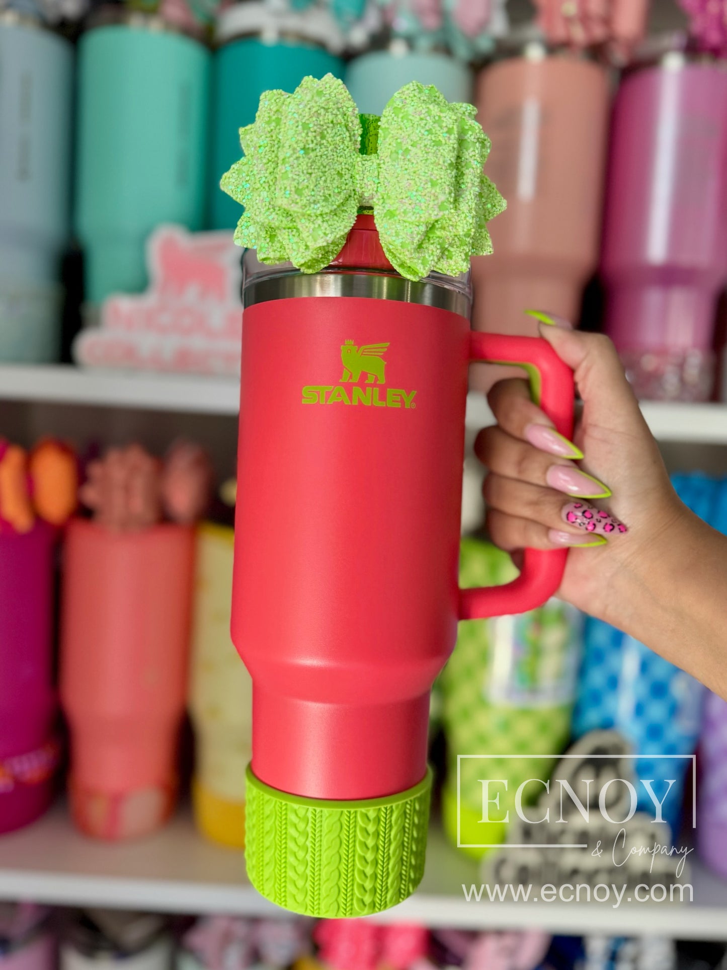 ROSALIA (Bright Lime Body) | Cable Knit Sweater | Silicone Tumbler Boot