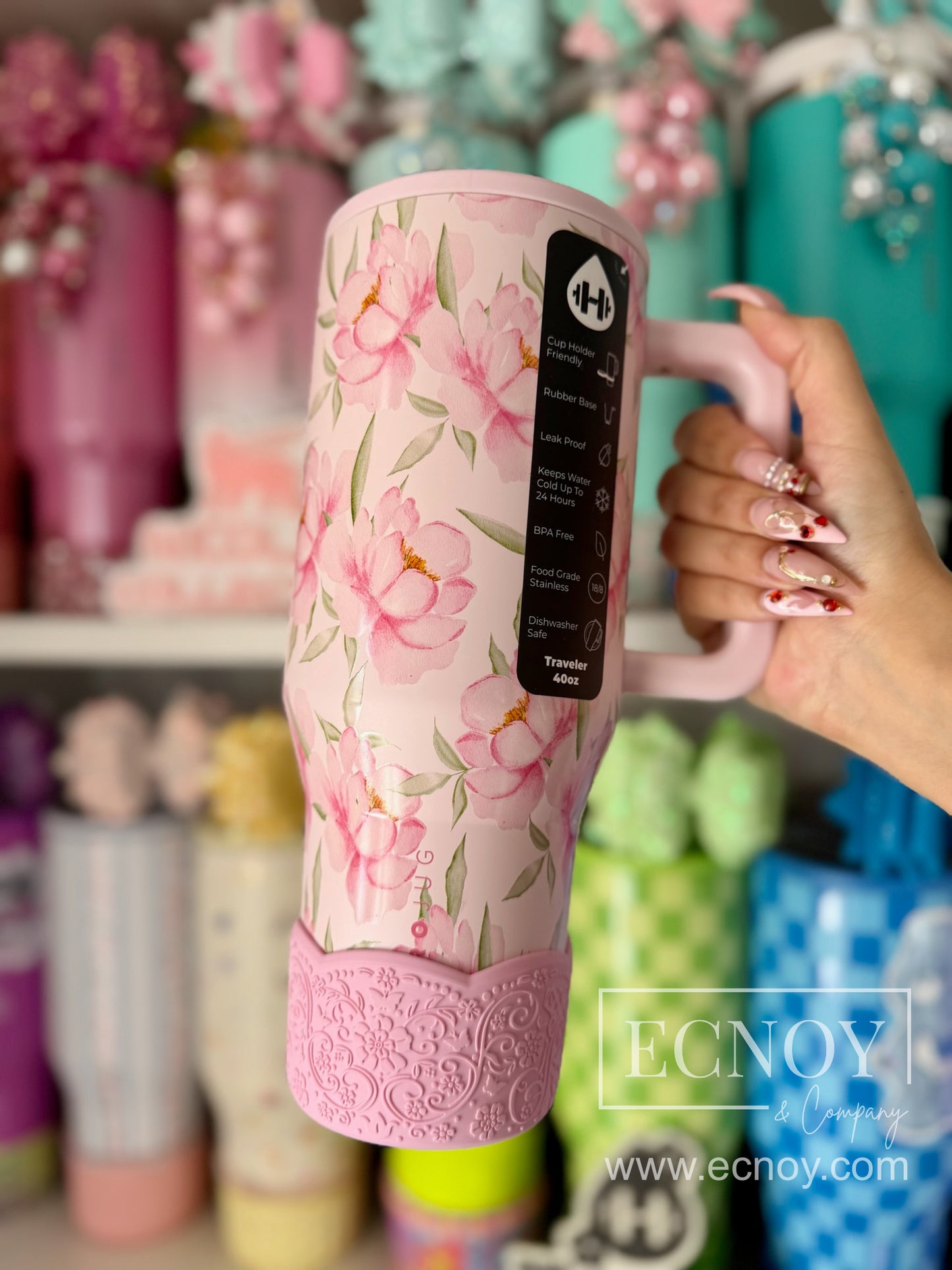 Aviana — Pink Tulle Scalloped Floral Vintage-Inspired Tumbler Accessory | LUXE Collection