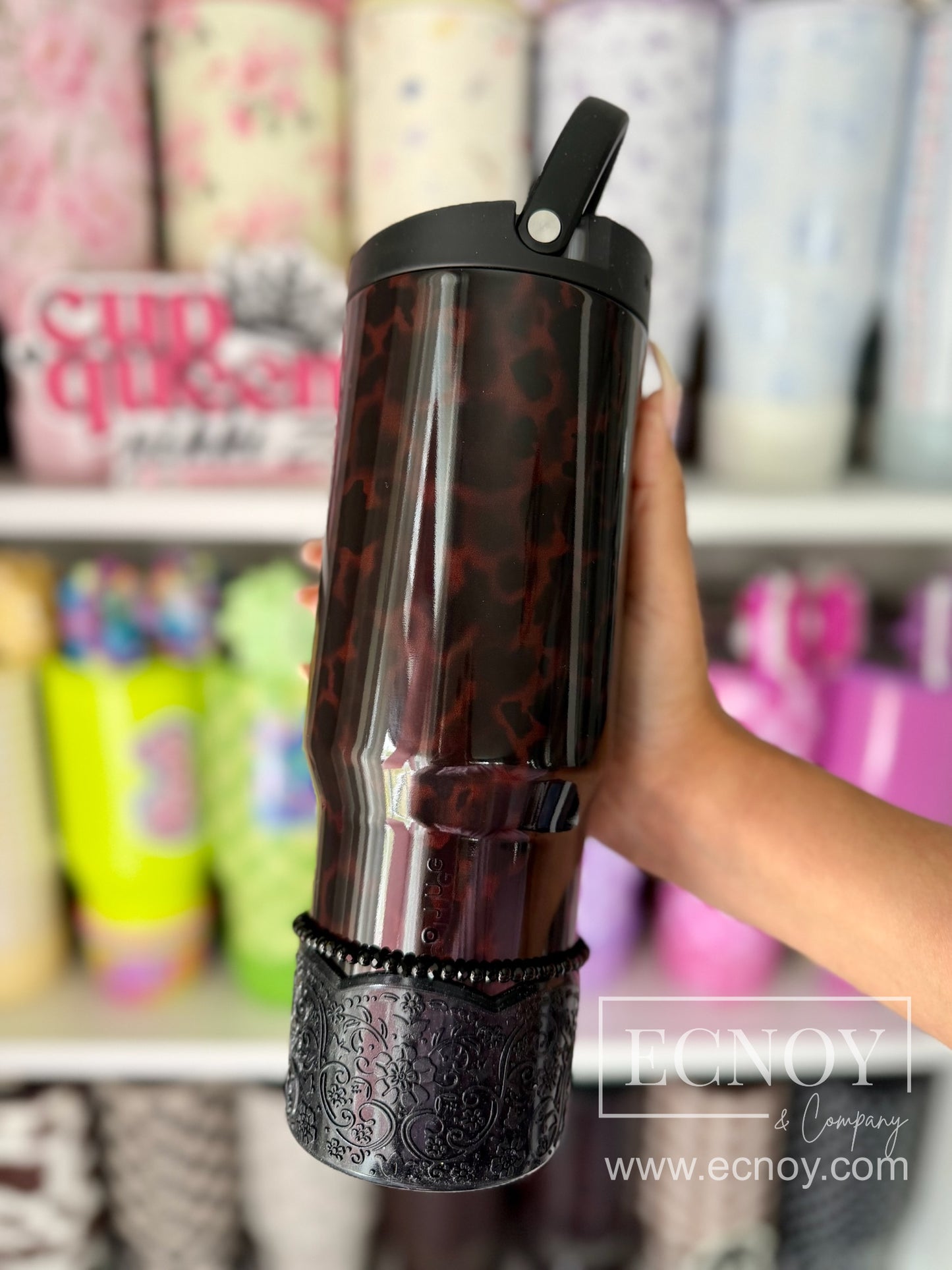 CHARLOTTE Shimmer (Shiny Black) | LUXE Collection | Silicone Tumbler Boot