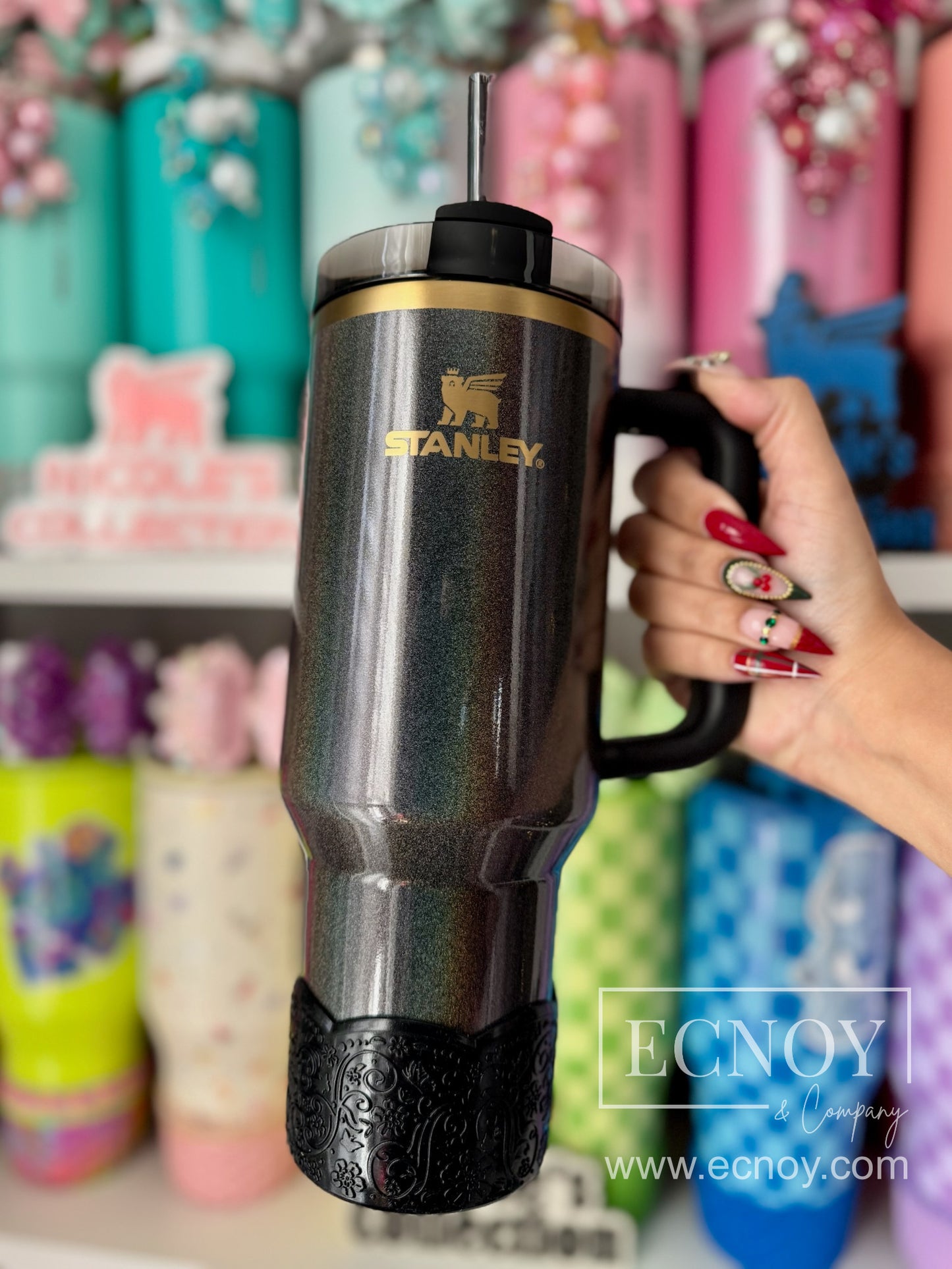 CHARLOTTE Shimmer (Shiny Black) | LUXE Collection | Silicone Tumbler Boot