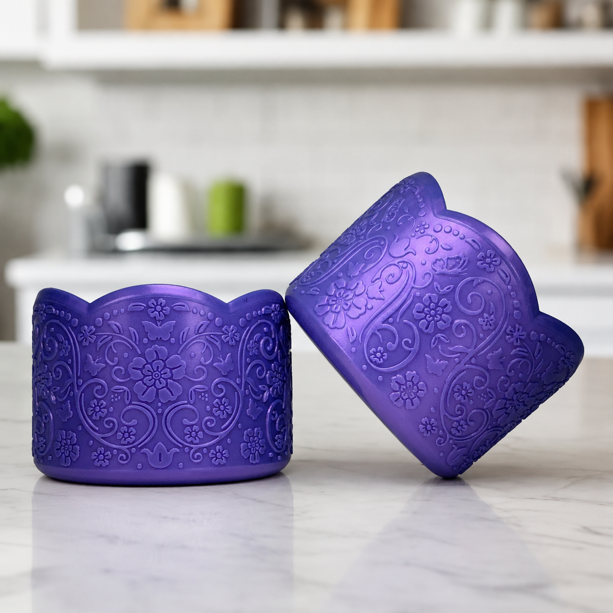 Max (Metallic Purple) | LUXE Collection | Scalloped Silicone Tumbler Boot