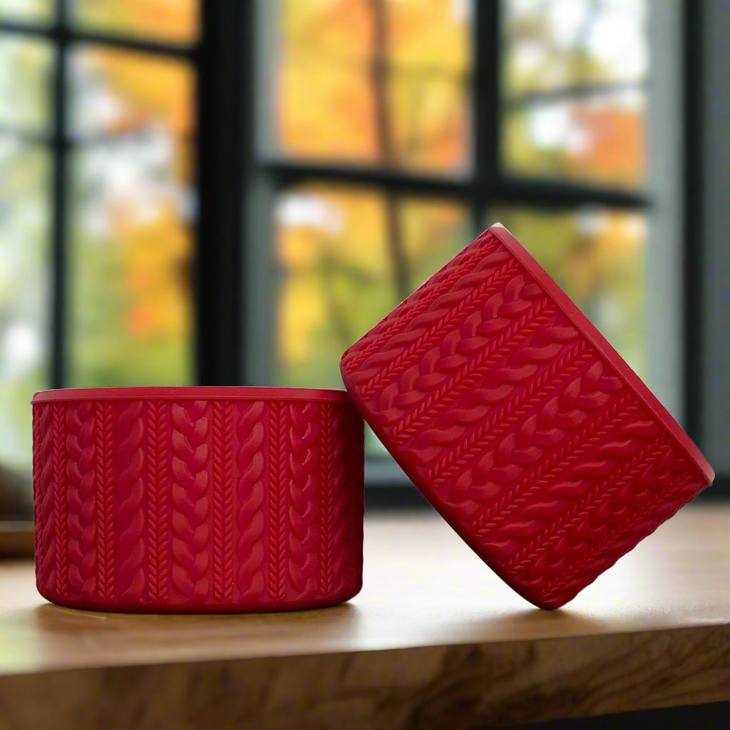 DIANNA (Cherry Red) | Cable Knit Sweater | Silicone Tumbler Boot