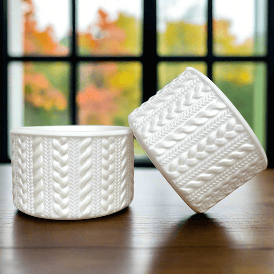 KRYSTAL SHIMMER (White Shimmer) | Cable Knit Sweater | Silicone Tumbler Boot - Ecnoy & Company